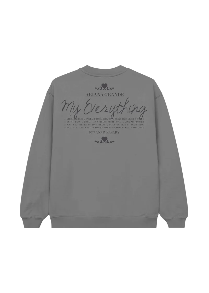 Ariana Grande My Everything 10th Anniversary Grey Crewneck Official Merch