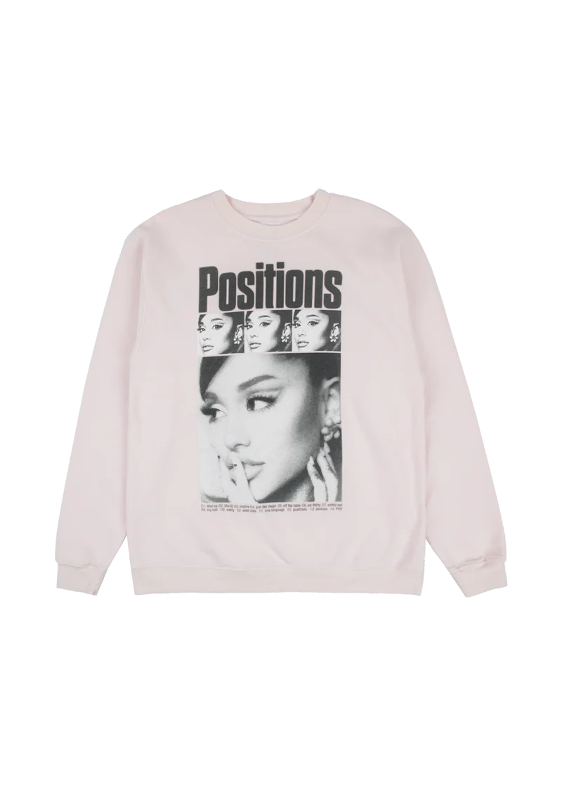 Ariana Grande Positions Rewind Pink Crewneck Official Ariana Grande Merchandise